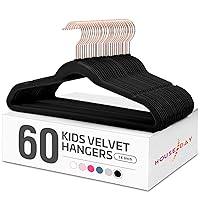 House Day Velvet Kids Hangers 60 Pack, Premium Childrens Hangers for Closet, Ultra Thin Cute Hangers Kids Clothes Hanger, Non Slip Kids Felt Hangers 14 Inch, Small Hangers for Kids Clothes, Black