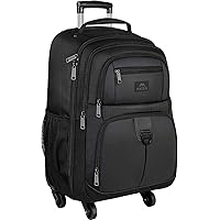 MATEIN Rolling Backpack with 4 Wheels, 17 inch Roller Travel Laptop Backpack for Women Men, Large Wheeled Backpacks Water Resistant Business Carry on Luggage, Airline Approved Suitcase Bag, Black