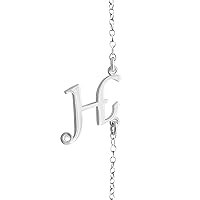925 Sterling Silver Necklace Initial Script Alphabet Letter H Pendant with Cubic Zirconia Stone Sideways.This Silver Pendant Necklace is the Perfect Holiday Gift Gift Jewelry for Women