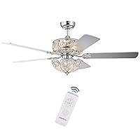 Warehouse of Tiffany CFL-8370REMO/CH Catalina Chrome-Finish 5-Blade 52-inch Crystal (Includes Remote and Light Kit) Ceiling Fan, Silver