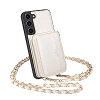 Phone Flip Case Crossbody Wallet Case Compatible with Samsung Galaxy S22 Plus, Leather Purse Case with Card Holder, Protective Handbag Flip Cover Case with Zipper Lanyard for Women phone protection (