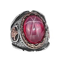 KAMBO Ottoman Tugra Silver Ring, Natural Gemstone Ring, 925 Solid Sterling Silver Ring For Men, Unique Ring