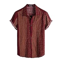 Mens Casual Short Sleeve Button Down Shirts Regular Fit Hawaiian Summer Shirts