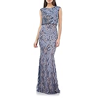 JS Collections Womens Lace Soutache Evening Dress Blue 14