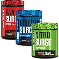 Jacked Factory Nitrosurge Pre Workout, EAA Surge Essential Amino Acids, Growth Surge Post Workout Muscle Builder Bundle