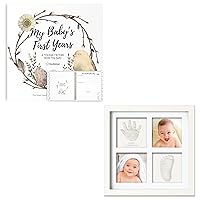 KeaBabies First 5 Years Baby Memory Book Journal & Baby Hand and Footprint Kit - 90 Pages Hardcover First Year Keepsake Milestone Baby Book For Boys, Girls - Baby Footprint Kit, Newborn Keepsake Frame