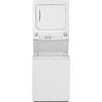 GE GUD27ESSMWW Unitized Spacemaker 3.8 Washer with Stainless Steel Basket and 5.9 Cu. Ft. Capacity Electric Dryer, White