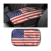 American Flag Center Console Pad, Auto Armrest Seat Box Cover for Women Men, Polyester Universal Cushion Protector Pad, Patriotic Car Interior Protection Accessories for Most Vehicle (Style E)