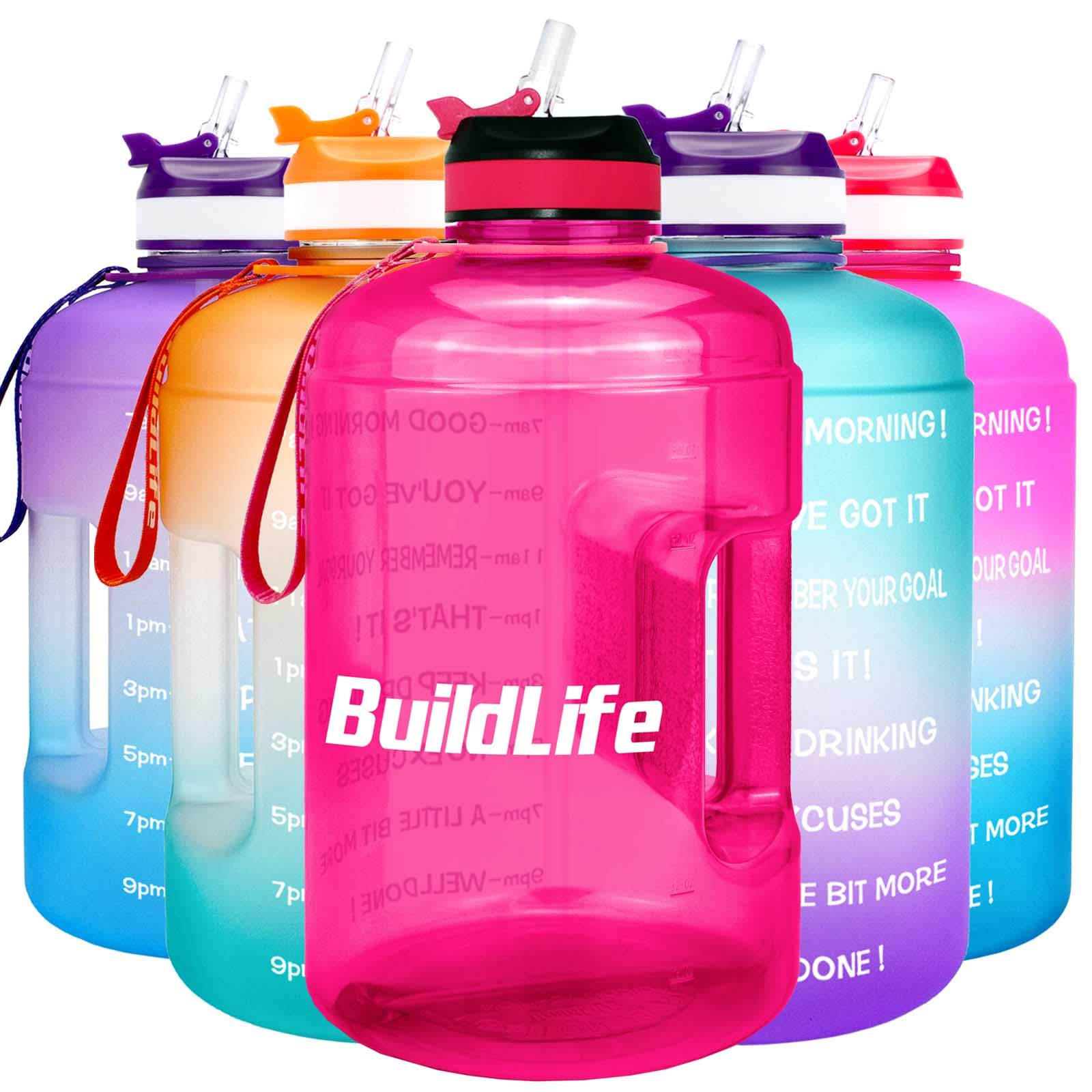 BuildLife gallon Water Bottle with Straw - 128oz Large Water Bottles with  Times to Drink More Daily - BPA Free Motivational Wate