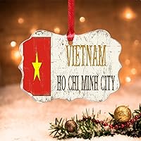 Vietnam Christmas Ornament - National Flag Ornament World Traveler Gift Ornaments for Christmas Tree Ho Chi Minh City Acrylic Christmas Tree Decoration Ornament New Year