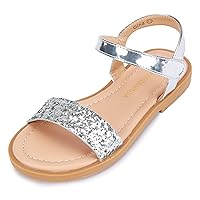 PANDANINJIA Gina Girls Sandals Open Toe Summer Flats Dress Sandals shoes Toddler/Little Kid/Big Kid