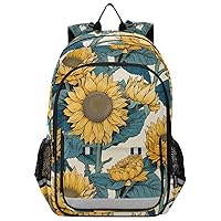 ALAZA Sunflowers Floral Blue Leaves Backpack Bookbag Laptop Notebook Bag Casual Travel Daypack for Women Men Fits15.6 Laptop