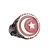 925K Sterling Silver Ring, Crescent and Star Ring, Flag Ring(size:8)