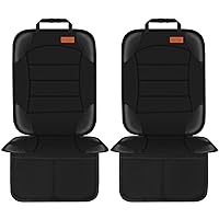 Siivton Car Seat Protector for Child Seat Cushion for Leather and Fabric Seats, 2 Mesh Pockets, Non-Slip Backing, Carseat Protectors for Vehicles, Baby, Pets (2 Pack)