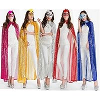 5 Color Halloween Party Festival Magic Cosplay Sequin Costume Cloak Cape Robe Outwear