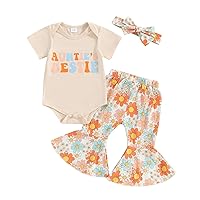 Baby Girl Clothes Farm Chick Summer Outfit Onesie Romper Bodysuit Tops Bell Bottoms Pants Infant Toddler Outfit
