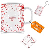 Valentine's Day Gift Printed Ceramic Mug and Keychain and Tea Coaster Combo || Pack of 3 (Coffee Mug, Keychain, Teacoaster) Best Valentine Gift for loving One || Special Mockup STYLE-34