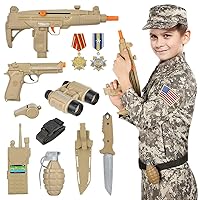 GIFTINBOX Kids Army Soldier Dress Up Costume Role Play Set, Deluxe Christmas Gift for Kids Boys Aged 3-12