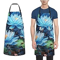 Adjustable Apron for Men Women Bib with 2 Pocket Bright Flowers Cooking Aprons Chef Bibs for Baking