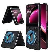 for Motorola Razr Plus 2023 Case, Moto Razr+ 2023 Phone Cover, Compatible with MagSafe, Luxury Leather Back Shockproof Protection Lightweight Slim Fit for Motorola Razr Plus 2023 (Black)