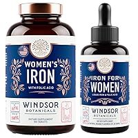 Womens Iron with Folic Acid Tablets and Liquid Drops - Enhanced Anemia and Pregnancy Support Bundle