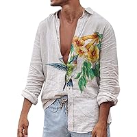 Hawaiian Shirts for Men - Long Sleeve Button-Down Funky Funny Tropical Hawaiian Casual Novelty Aloha Shirt Dress Shirt