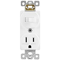 ENERLITES Combination Single Pole 15A/120VAC and Tamper-Resistant Receptacle 15A/125VAC, Residential Grade, UL Listed, 62150-TR-W, White, Toggle Switch Outlet