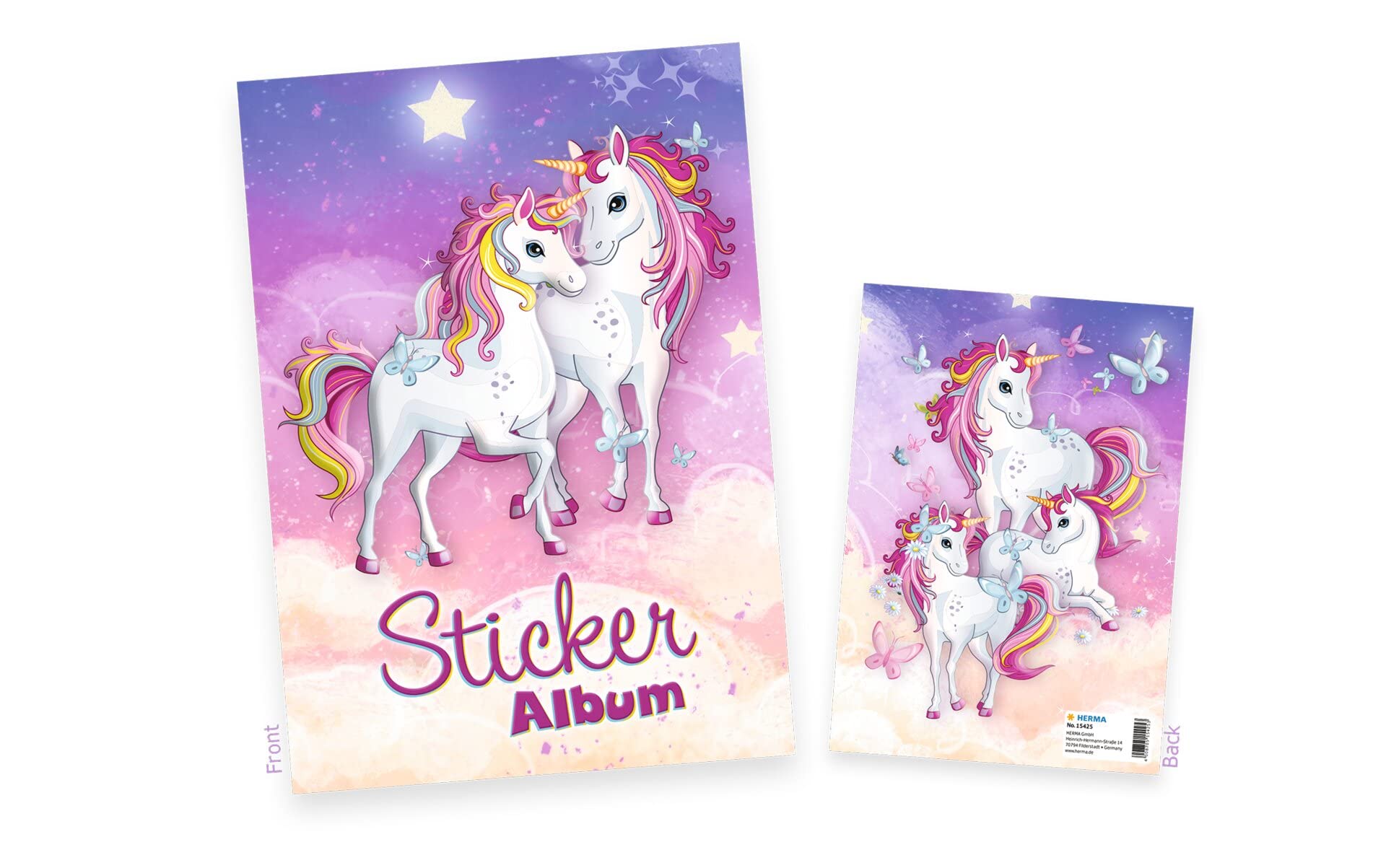 HERMA 15425 Sticker Album Unicorn DIN A5 Blank (16 Pages, Coated Special Paper) Sticker Scrapbook for Collecting, 1 Sticker Book for Girls, Blank