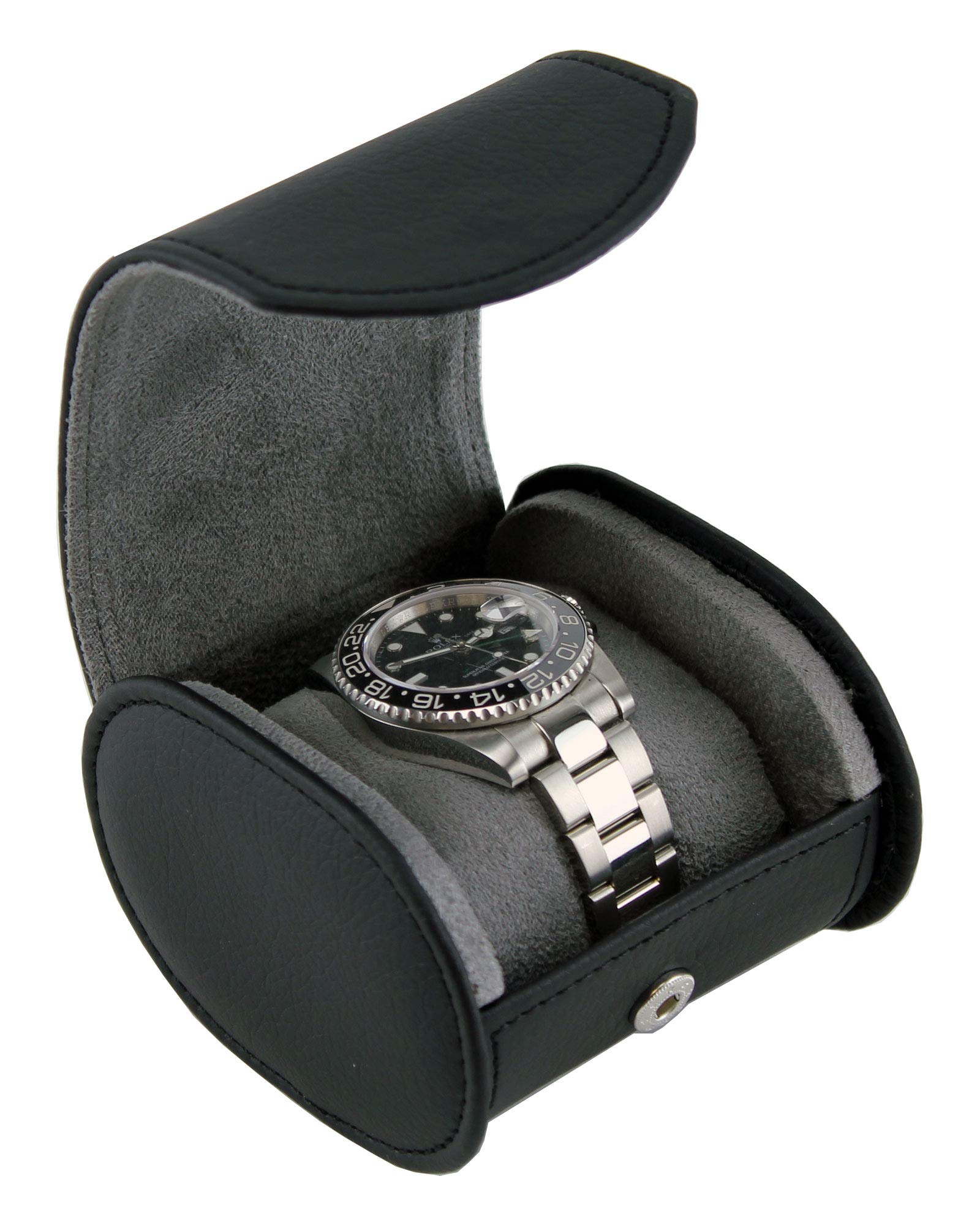 Heiden Travel Watch Case for Men - Black Leather Watch Box Roll - Great for Travel with Large Watches