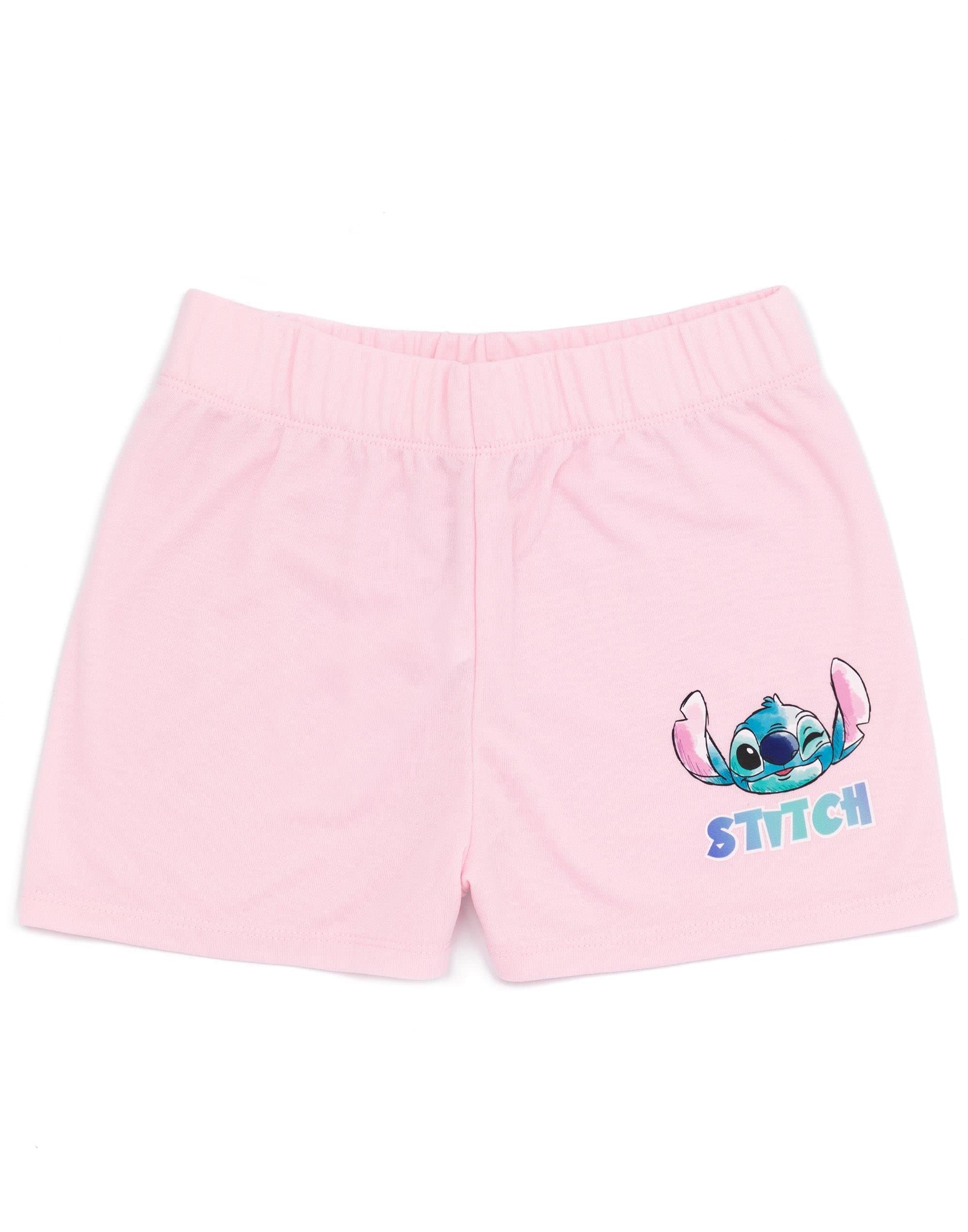 Disney Lilo And Stitch Girls 2 Pack Pyjamas Kids Just Chill Animated Alien T-Shirts Shorts Set Sleepwear