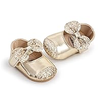 Baby Girls Mary Jane Flats Sparkly Bowknot Princess Dress Crib Shoes Non-Slip for Toddler First Walkers