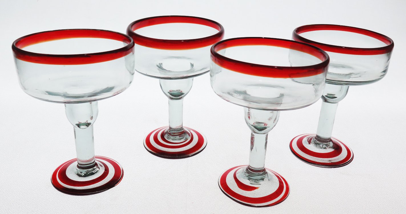 Mexican Margarita Glass Red Rim (set of 4)