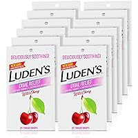 Luden's Soothing Throat Drops, Dual Relief Wild Cherry, 25 ct (Pack of 12)