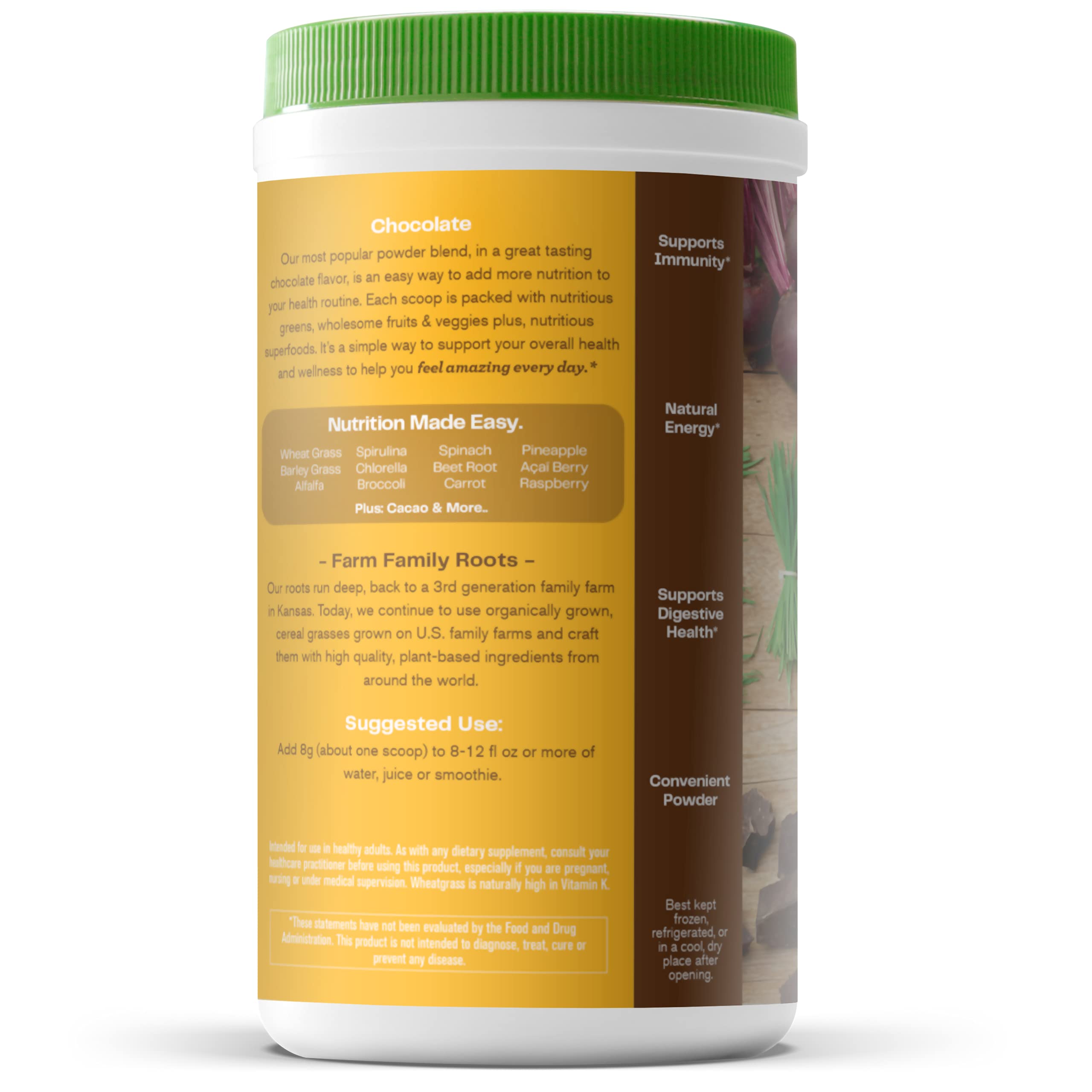 Amazing Grass Greens Blend Superfood: Super Greens Powder Smoothie Mix with Organic Spirulina, Chlorella, Beet Root Powder, Digestive Enzymes & Probiotics, Chocolate, 60 Servings (Packaging May Vary)