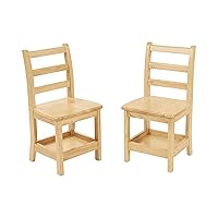 ECR4Kids Three Rung Ladderback Chair with Storage, 14in Seat Height, Classroom Seating, Natural, 2-Pack