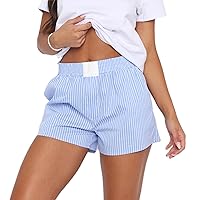 Women Y2k Pajamas Shorts Plaid Print Elastic Waist Shorts Low Waist Lounge Striped Summer Bottoms Streetwear