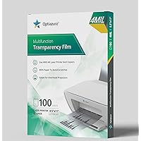 Samsill Economy Transparent Printer Sheets, Projector Film, Clear  Transparency Film for Laser Jet Printers, 8.5 x 11 Inch Sheets - Black  Image Only