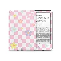 Compatible with Amazon Kindle Skin, Decal for Kindle All Models Wrap Danish Pastel Daisy Baby Pink Gingham Checkered Pattern (Oasis Gen 9)