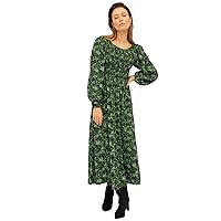 Ellos Women's Plus Size Smocked Bodice Tiered Midi Dress