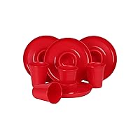 GreatPlate GP-GCP-RED-4x4AZ Red Combo Pack, 4 Blue GreatPlates, Food Tray and Beverage Holder, 4 Red GreatCups, Dishwasher Safe, Microwave Safe, Made in USA, Picnics, Parties, Tailgates, Appetizers
