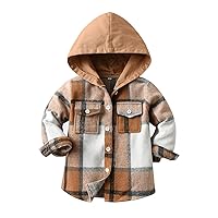 Toddler Baby Boys Clothes Long Sleeve Flannel Lattice Single-Breasted Hooded Top Lapel Kid Fall Short Cardigan Jacket