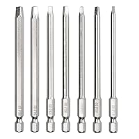 7 Pcs Square Head Screwdriver Bit Set, 1/4 Inch Hex Shank 4 Inch S2 Steel with Magnetic, Impact Tough Screwdriving Power Bits