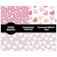4 Pack Fuzzy Hearts Pattern Vinyl Permanent Vinyl Valentines Day Adhesive Vinyl Bundle 12x12 Sheets Works w All Craft Cutters