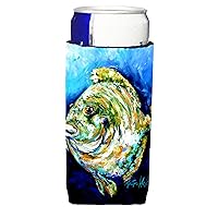 Caroline's Treasures MW1199MUK Lucky Blue Gill Fish Ultra Hugger for slim cans Can Cooler Sleeve Hugger Machine Washable Drink Sleeve Hugger Collapsible Insulator Beverage Insulated Holder