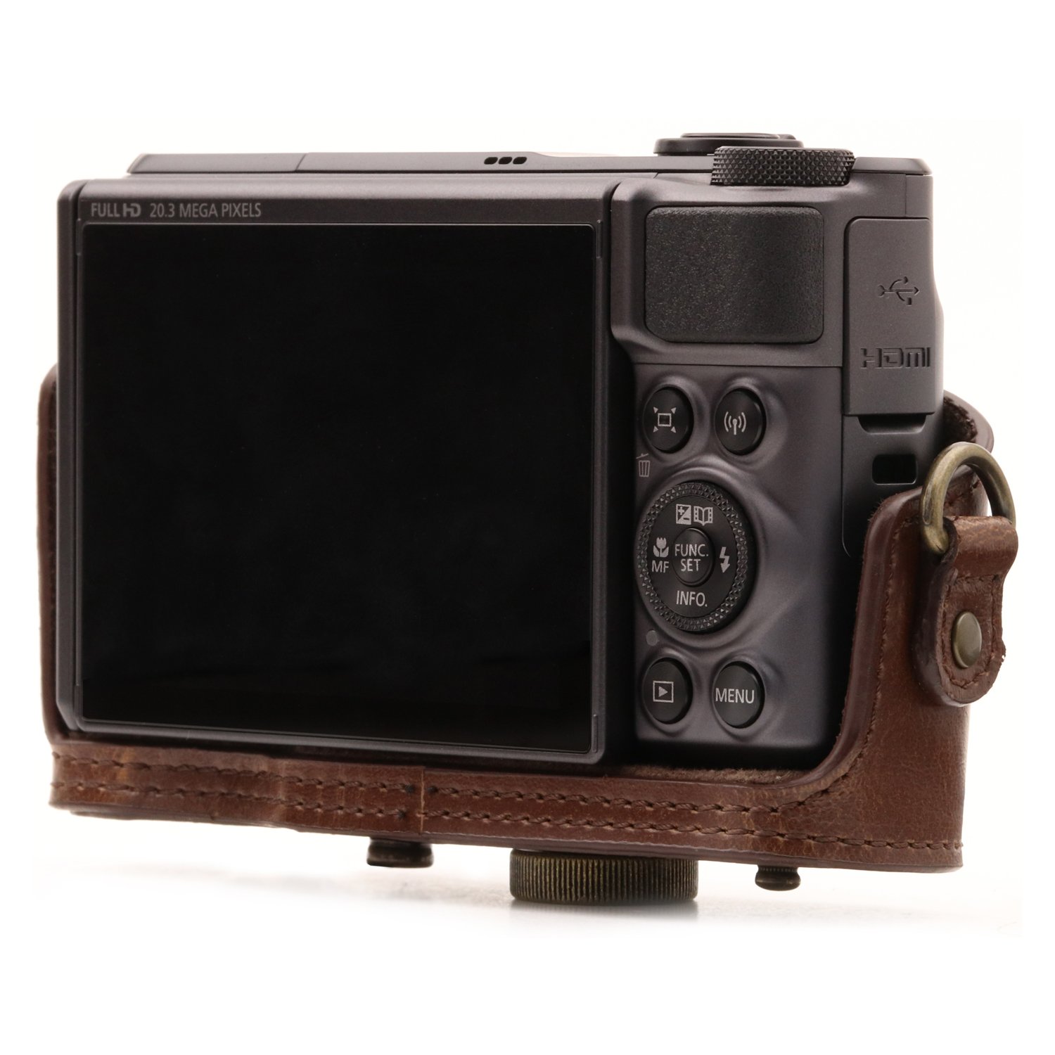 MegaGear MG1174 Canon PowerShot SX740 HS, SX730 HS Ever Ready Leather Camera Case with Strap - Dark Brown