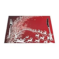Placemats Set of 6 Non-Slip Heat-Resistant Wipeable Woven Spring Placemats for Dining Table Mats Outdoor-Christmas Magic