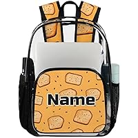 Bread With Toast Personalized Clear Backpack Custom Large Clear Backpack Heavy Duty PVC Transparent Backpack with Reinforced Strap for Work Travel