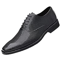 Men's Leather Lined Dress Oxfords Shoes Formal Business Plain Checkered Derby
