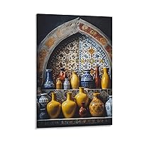 THAELY Moroccan still Life Ceramic Vase Poster - Home Living Room Corridor Wall Canvas Print Decoration Canvas Painting Wall Art Poster for Bedroom Living Room Decor 24x36inch(60x90cm) Frame-style