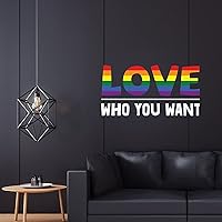 LGBT Pride Rainbow Decals for Walls Love Who You Want LGBT Positive Motivational Removable Adhesive Decals Motivational Office Decor Quote Wall Art Vinyl Wall Decal Classroom Gym Words Saying 22 Inch